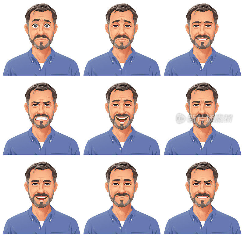Mature Man With Beard Portrait- Emotions